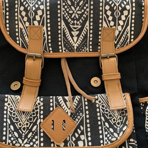 Super cute Boho cotton leather backpack - Picture 3 of 7